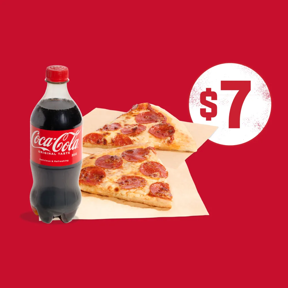 Personal Pizza OR 2 slices, 20oz. Coke