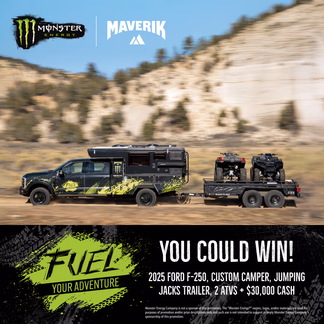Fuel Your Adventure Sweepstakes. Enter to Win a Ford F-250 with a custom camper, two ATVs and a trailer, plus $30,000!